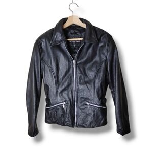 Vintage Wilsons Leather Moto Jacket Women’s M Y2K Biker Style Classic Black